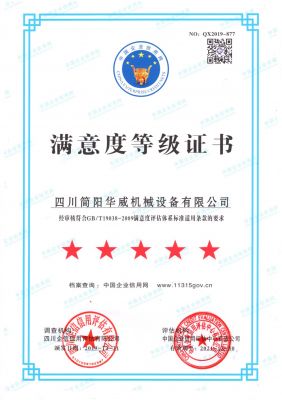 滿意度等級證書-中文